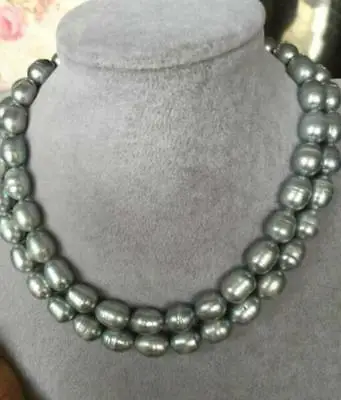 

HUGE 32"9-10MM NATURAL SOUTH SEA GENUINE BAROQUE GREY PEARL NECKLACE