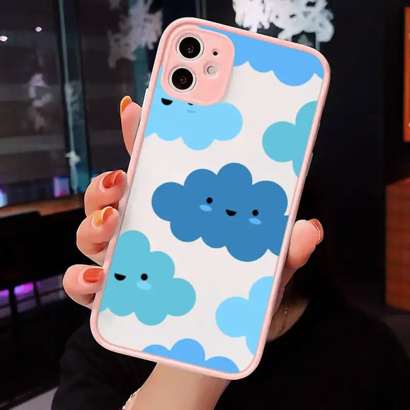 

Clouds cute cartoon art pattern Phone Cases matte transparent For iphone 7 8 11 12 plus mini x xs xr pro max cover