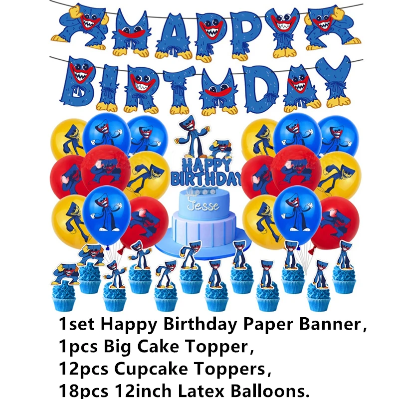Huggy Wuggy Balloons Poppy Playtime Game Party Decoration Set Anime Ballons Peluche Happy Birthday Banner Kids Cake Topper Toy | Дом и сад