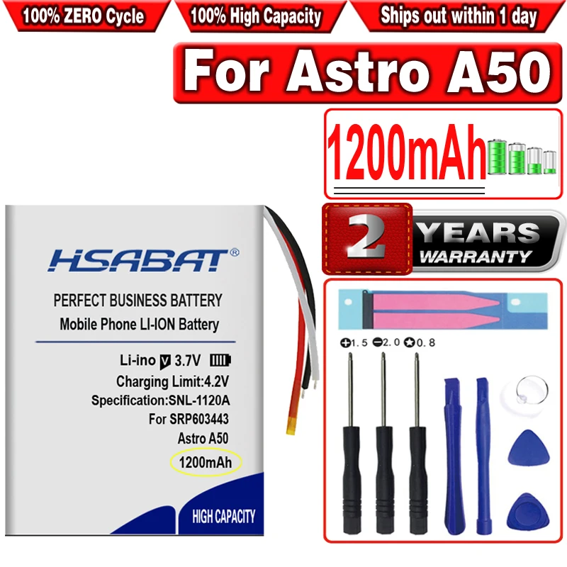 HSABAT 1200mAh SRP603443 аккумулятор высокой емкости для Astro A50 A20 | Электроника