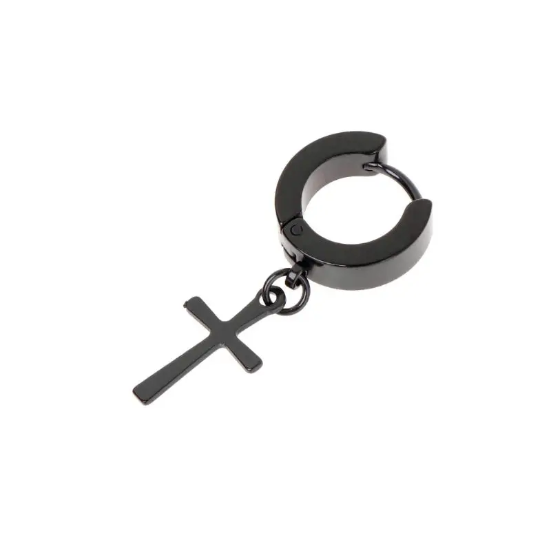 43-Black-1 Piece 1 шт., дизайн, серьги в стиле панк, подвеска в виде креста, длинные висячие цепочки с кисточкой, титановая сталь, женские и мужские ювелирные изделия, подвески Brincos - Окраска металла: 43-Black-1 Piece