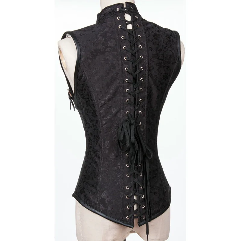 Женский Готический корсет в стиле стимпанк коричневые стальные косточки