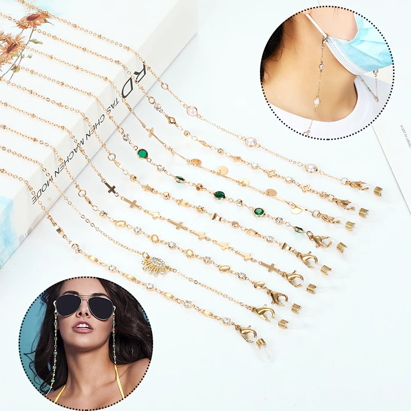 

New Sunglasses Chain Masking Hanging Chain for Women men Crown Crystal Glasses Chain Mask Holder Fashion Jewelry Wholesale
