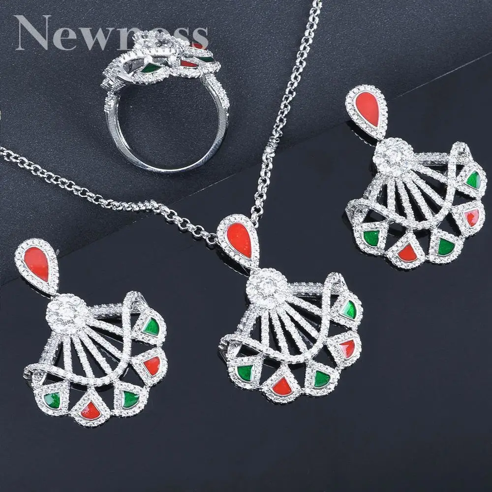 

Серьги и колье женские, 2 шт., с фианитом