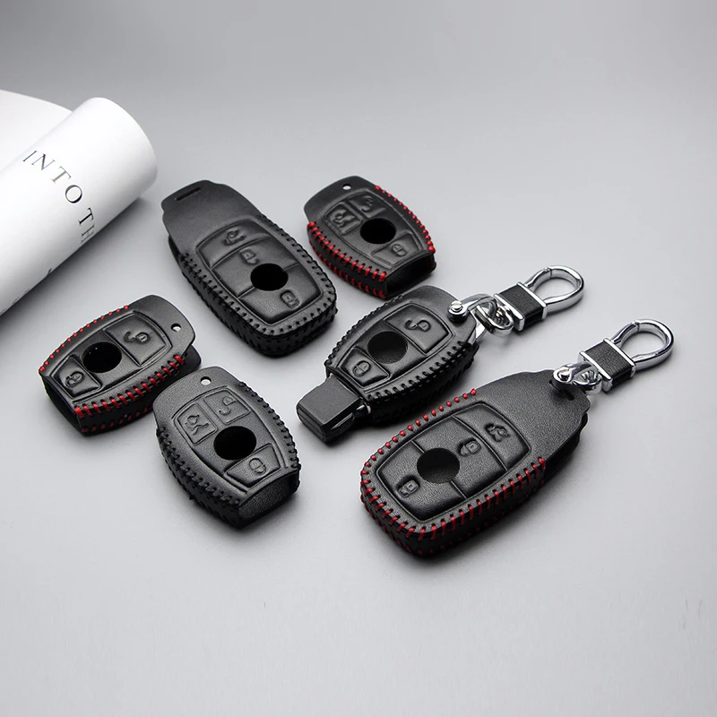 

Новое поступление кожаный чехол для ключа автомобиля для Mercedes Benz W203 W210 W211 W202 W204 AMG C E S CLS брелок для ключей оболочка для стайлинга автомобиля