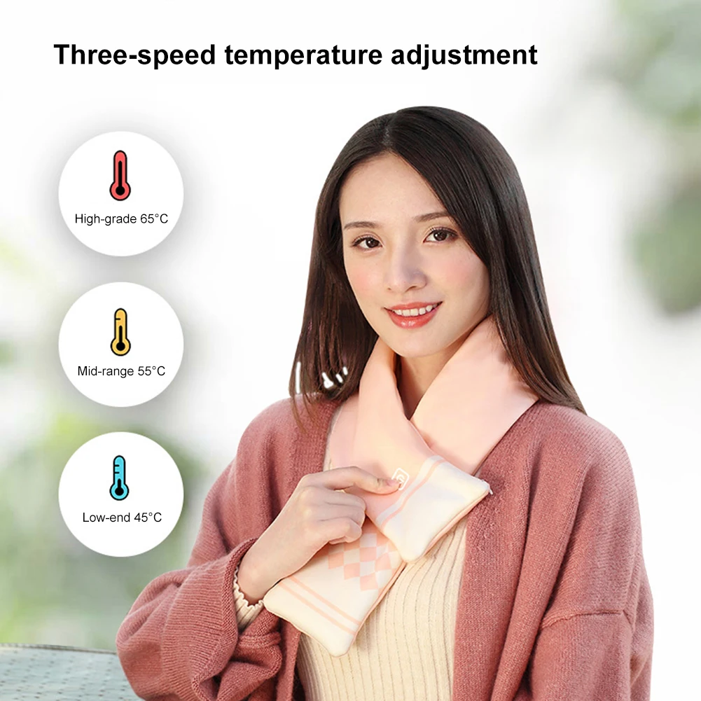 

2021 New 3 Levels Graphene Heated Scarf Winter USB Electric Heated Warm Shawl Neck Wrap With For Men And Women