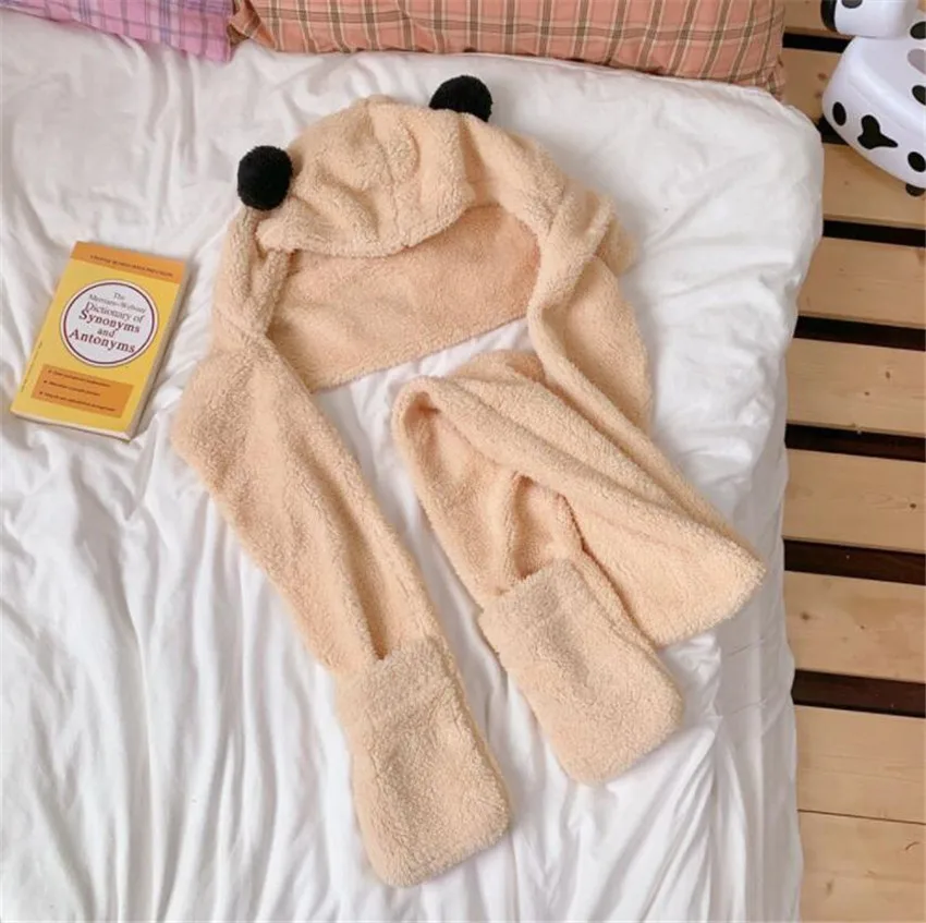 Плюшевая шапка и шарф в виде медведя стиле &quotЛолита&quot японская женская