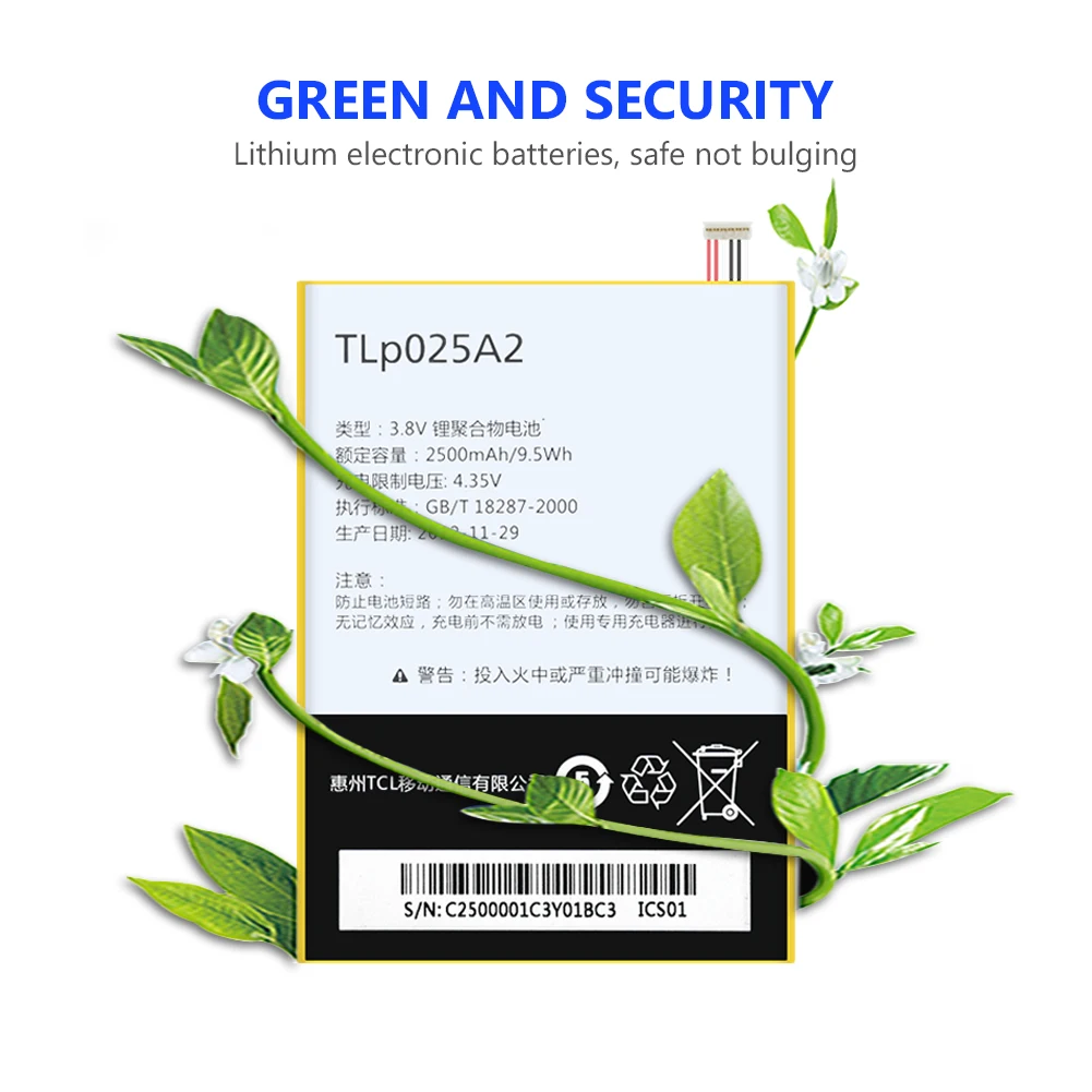 

2500mAh TLp025A2 Battery For Alcatel One Touch Pop 3(5.5) OT-5054D 5054X Lithium Polymer Mobile Phone Batteries Free Tools