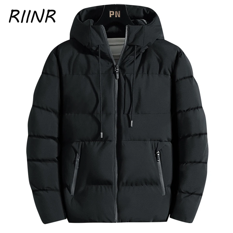 

RIINR Winter Cotton-padded Hooded Jacket Men's 2021 New Casual Thick Warm Jackets Clothing Plus Size Parkas Coat Male