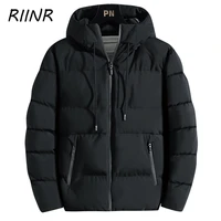 riinr winter cotton padded hooded jacket mens 2021 new casual thick warm jackets clothing plus size parkas coat male