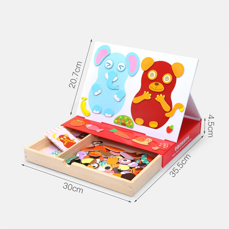 

Wooden Magnetic Three-Dimensional Jigsaw Puzzle Animal Digital Figure Scene Drawing Board Children's Toy Gift