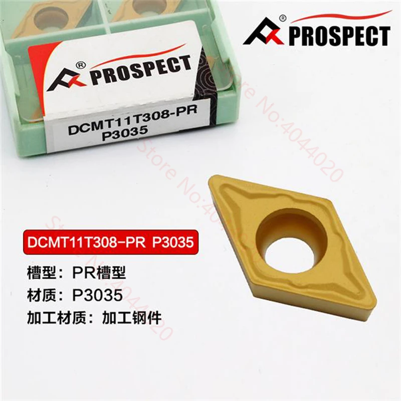 

PROSPECT DCMT11T308-PR P3035 /DCMT070204-PC P3035 CARBIDE INSERT 10Pcs/Box CNC Lathe Tools Apply To Steel