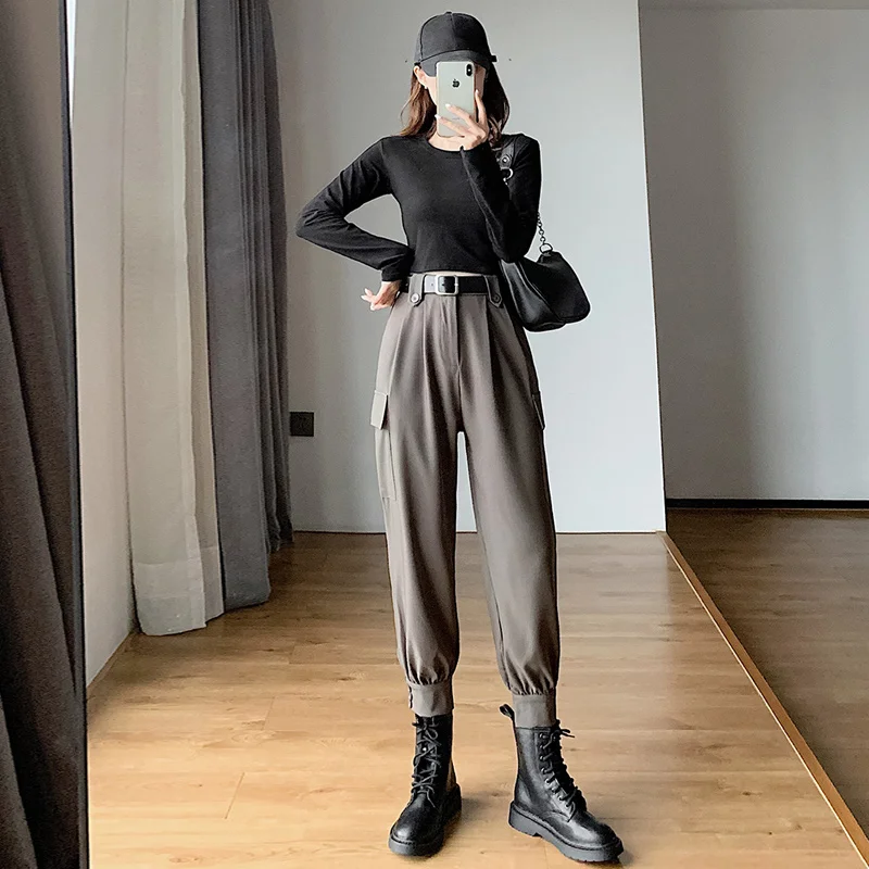 

Little 150cm Bib Overall Female Slimming High-waisted Fall Handsome 2020 New Style Autumn Ankle Banded Pants Ins-Music of the