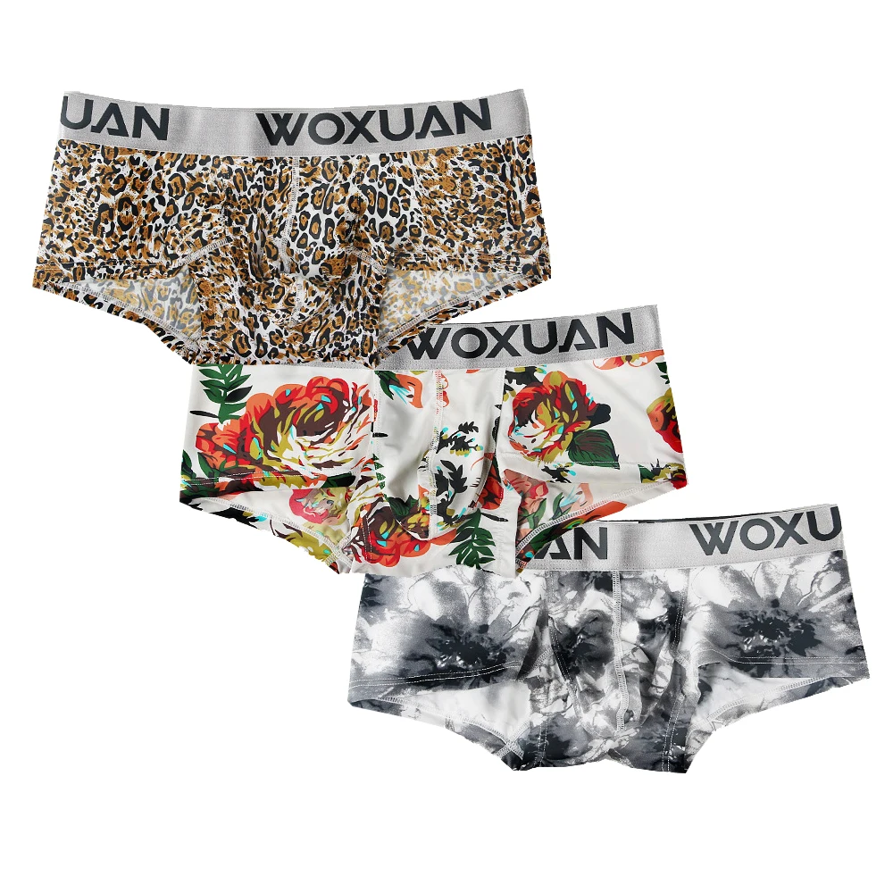 Трусы боксеры мужские с леопардовым принтом нейлоновое нижнее белье шорты