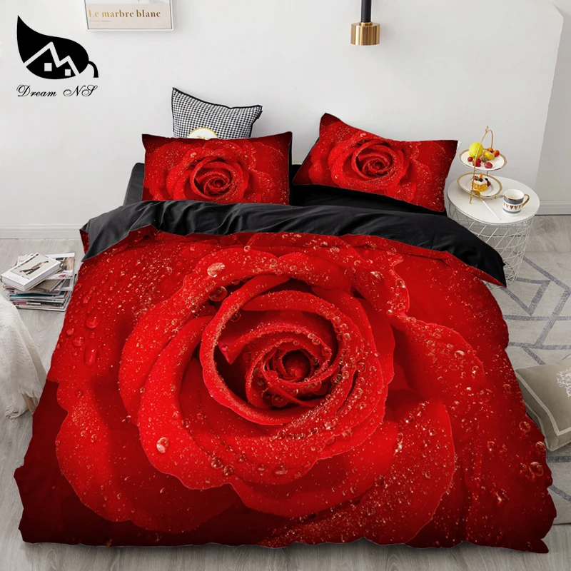 Dream NS 2019 3D Rose Cotton Queen King Twin Duvet Quilt Cover Sheet Pillowcases Wedding Bedding Set Bedspread Bedclothes | Дом и сад