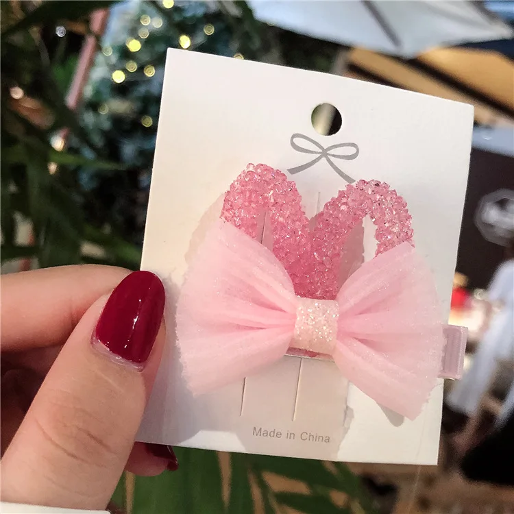 1 шт. 2020 новые детские заколки для волос с кроличьими ушками бантиком и стразами