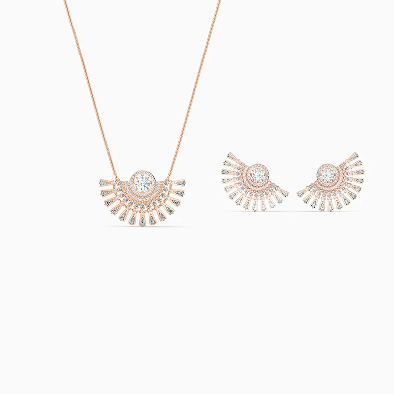 

2020 Fashion SWA New SPARKLING DANCE DIAL UP Set Charming And Dynamic Crystal Fan-Shaped Decoration Women'S Popular Jewelry Gift
