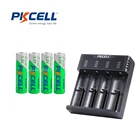 Аккумуляторные NIMH батареи PKCELL AA, 4 шт., 2200 мАч, 4 слота, USB, умное зарядное устройство для литиевыхникель-металлогидридных аккумуляторов AAAAA