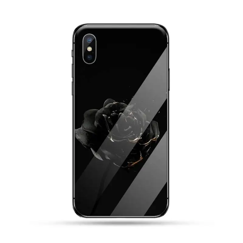 

Mantra black Red rose flower art luxury Anti-fall Phone Case Tempered glass For iphone 5C 6 6S 7 8 plus X XS XR 11 PRO MAX