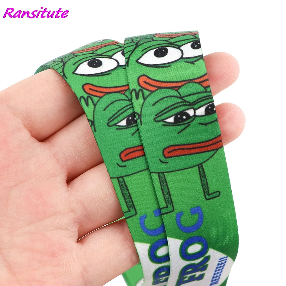 Ransitute R1965 грустно лягушка шнурок для карт ID держатель Автомобильный брелок ключей