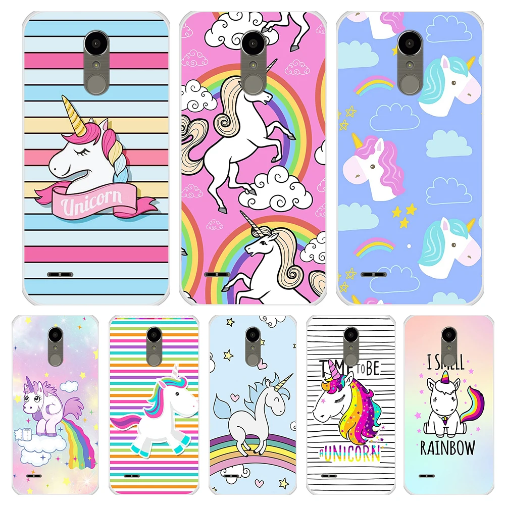 Силиконовый чехол для телефона LG K10 2017 милый Радужный Единорог задняя крышка K 10