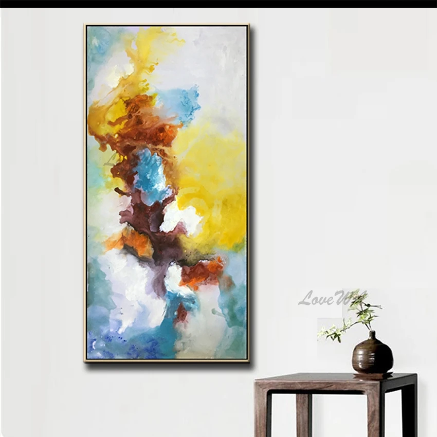 

Large Hand Painted Yellow Abstract Wall Oil Painting Canvas Picture Art Artwork Unframed Paintings Art For Home Wall Decoration