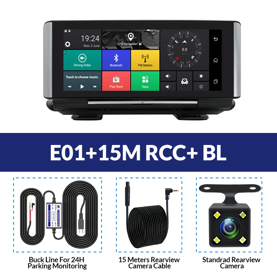 E01-15M RCC-BL E-ACE E01 Автомобильный видеорегистратор gps 4G навигационный трекер " Android 5,1 Автомобильная камера wifi 1080P ADAS видео рекордер для автомобильных навигаторов туризма - Название цвета: E01-15M RCC-BL