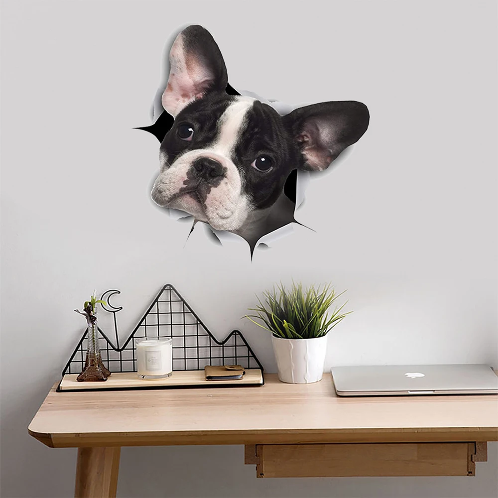 Водостойкая 3D Наклейка на стену в виде собаки наклейки унитаз с отверстиями для