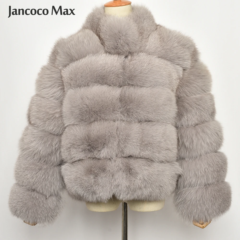 Jancoco Max новое зимнее плотное теплое Женское пальто с воротником из натурального Лисьего меха, 5 рядов, высокое качество, Меховая куртка, модное пальто S7194