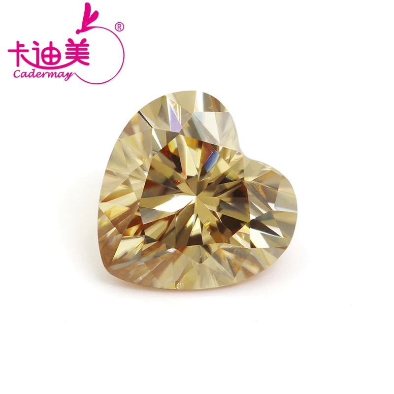 

CADERMAY 1CT 2CT 3CT Heart Cut Champagne Yellow Moissanite Loose Stones for Ring Earrings Pendant Necklace Jewelry