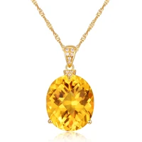 light yellow gold color oval shape section citrines crystal pendant link chain necklace for anniversary gift jewelry