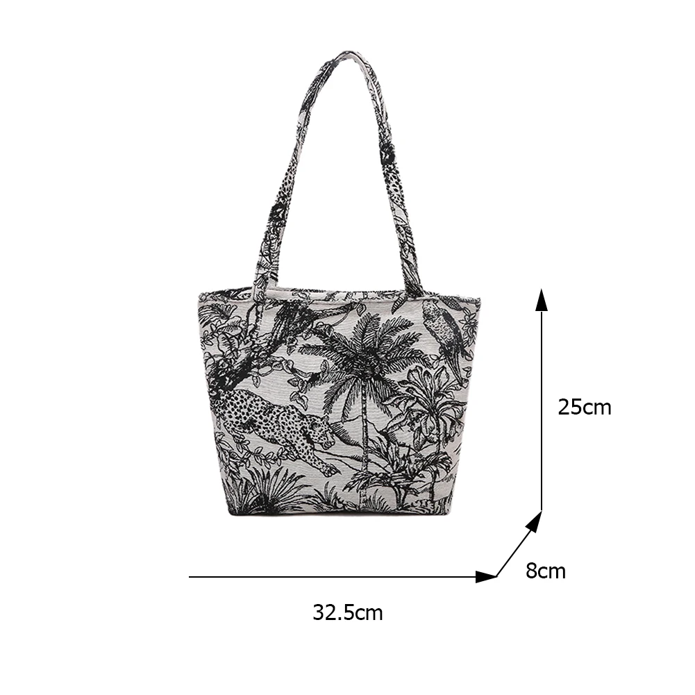 

Vintage Plush Flower Bird Printing Shoulder Bag For Women Casual Ladies Large Capacity Tote Handbags PU Leather Top-handle Bags