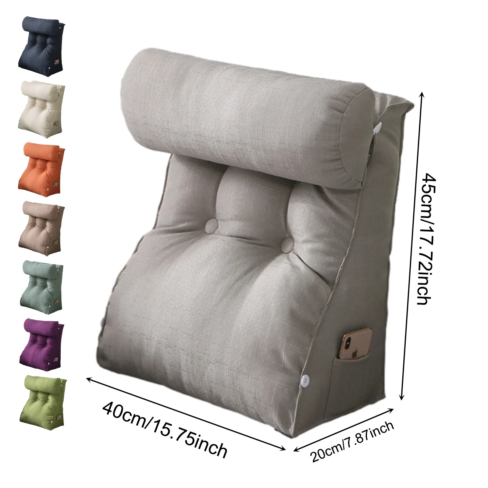 

Triangular Wedge Pillow Pearl Cotton Filled Reading Backrest Cushion Two-gear Adjustable Backrest For Sofa Back Support Lumbar