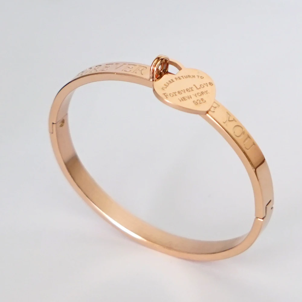 Высокое качество pulseira feminina, очаровательный браслет с сердечком, браслет для женщин, модный, нержавеющая сталь, роскошный бренд, ювелирное изделие, подарок - Окраска металла: 6mm-Rose Gold-17cm