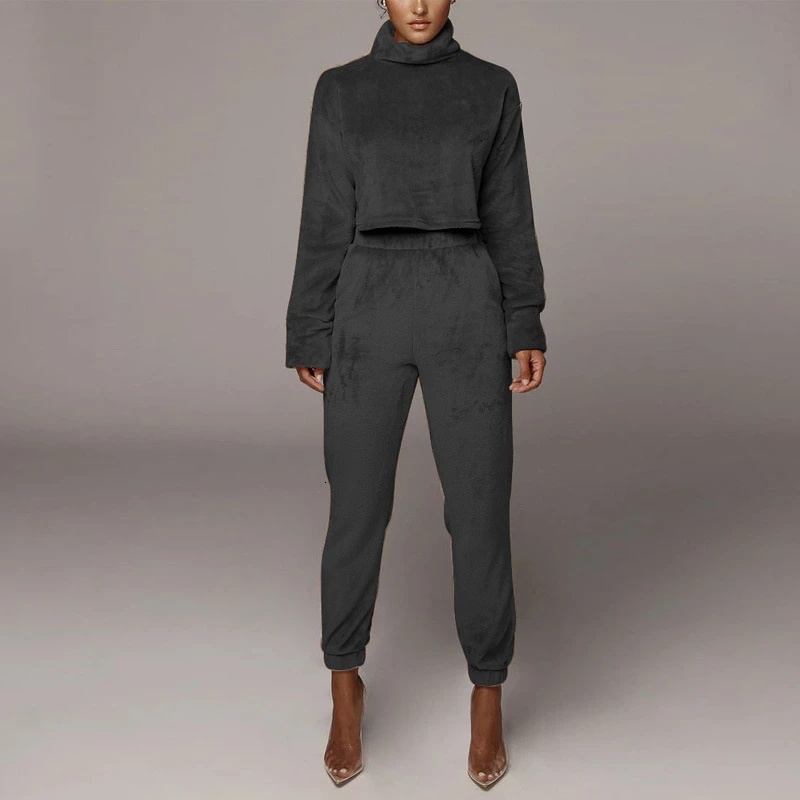 COSYGAL 2019 Сексуальная водолазка зимний комплект толстые бархатные Топы + брюки