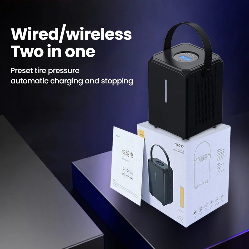 Comprar Bomba De Compresor De Aire Para Coche Recargable, Inflador De Neumáticos De Coche Inalámbrico, Mango De 150 PSI, 12V, Portátil, 6000mAh, Para Bicicletas Y Motocicletas