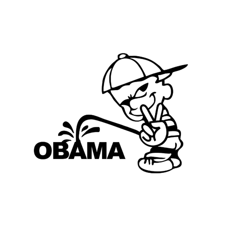 EARLFAMILY 43cm x 33cm Funny Bad Boy Victory Sign Pee Piss On Anti Obama Car Sticker for SUV Vinyl Decal Hippie Performance Art |