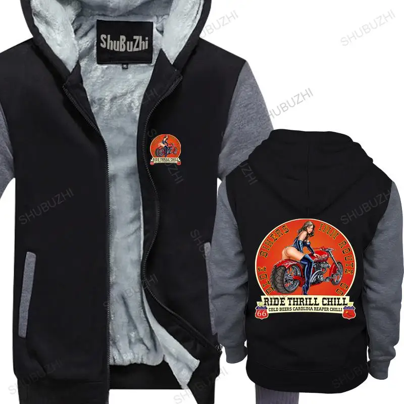 

homme cotton hoodies zipper Pure Cotton Bikers Inn Route 66 jacket Motorcycle Motor Biker Easy Rider Chopper brand winter hoodie