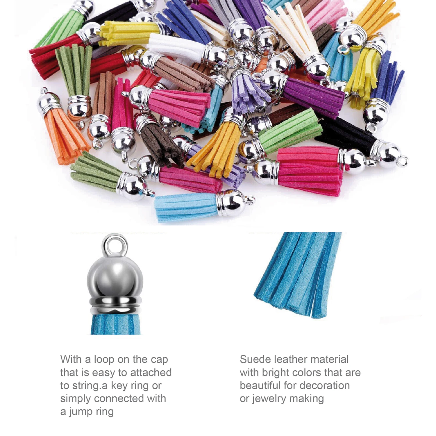 30pcs 38mm Leather Tassel For Keychain Cellphone Straps Purl Macrame For DIY Jewelry Making DIY Pendant Jewelry Findings