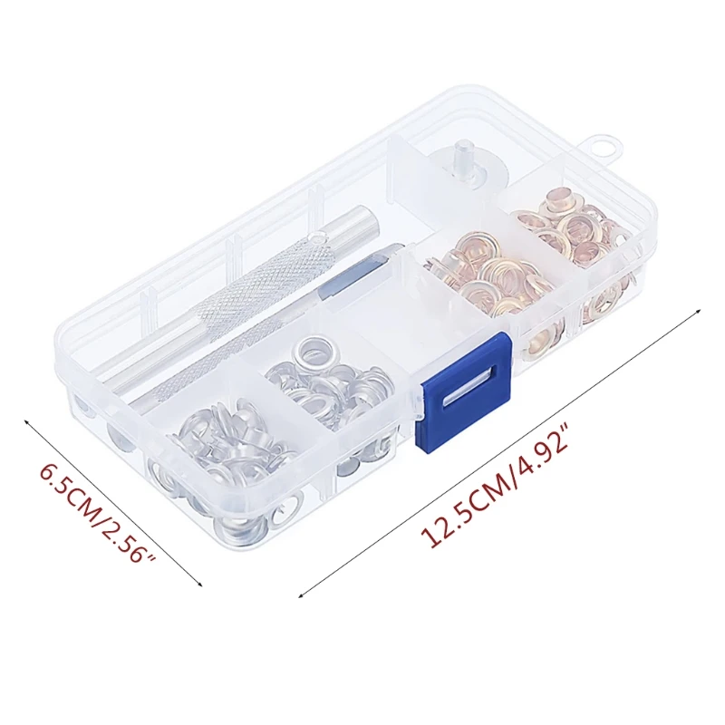 

066C Grommet Tool Kit Grommet Setting Tool and 100 Sets Grommets Eyelets 6mm Inside Diameter with Storage Box