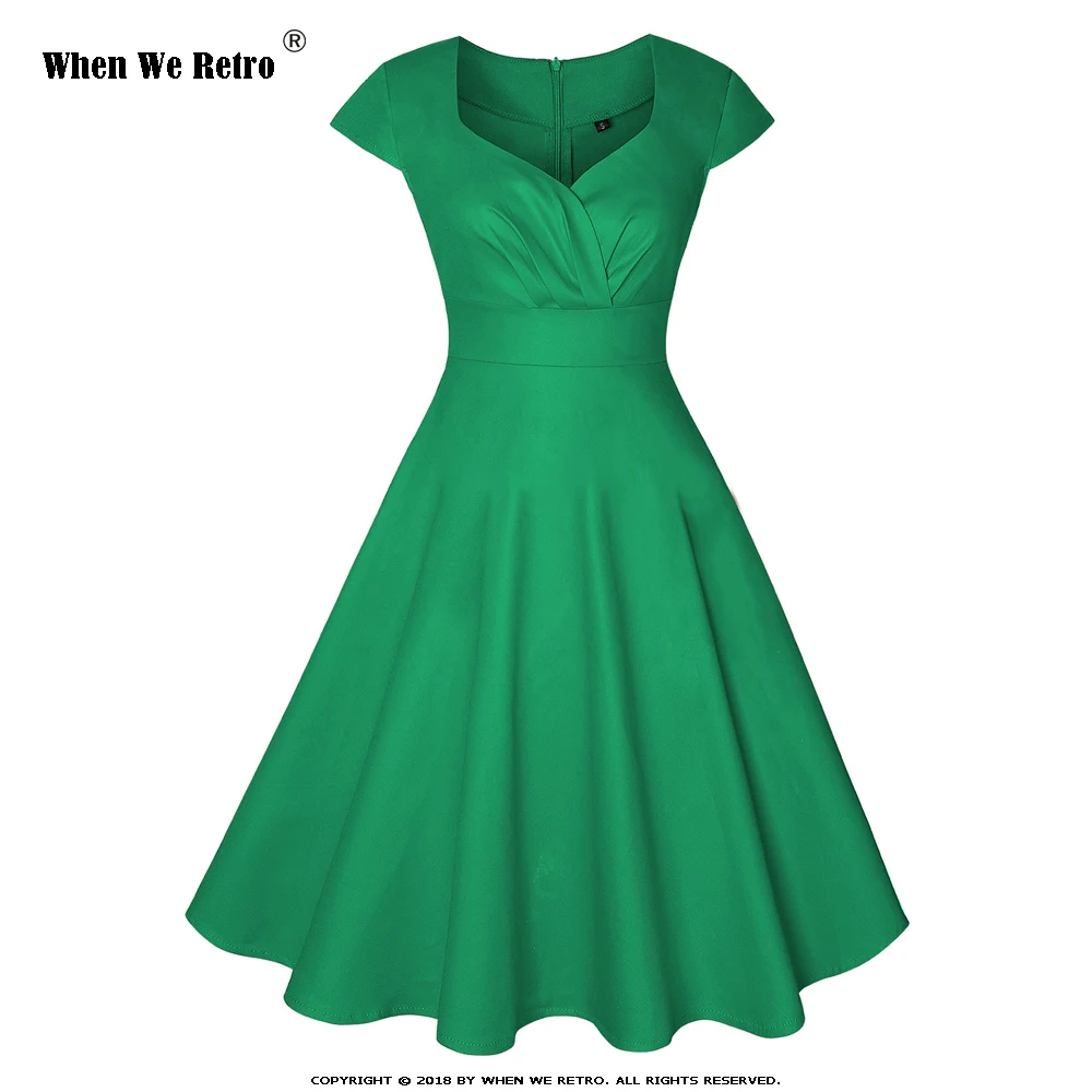 

Женское винтажное платье с коротким рукавом, однотонное ТРАПЕЦИЕВИДНОЕ черное платье в стиле ретро, модель QY0858 на лето, 2021