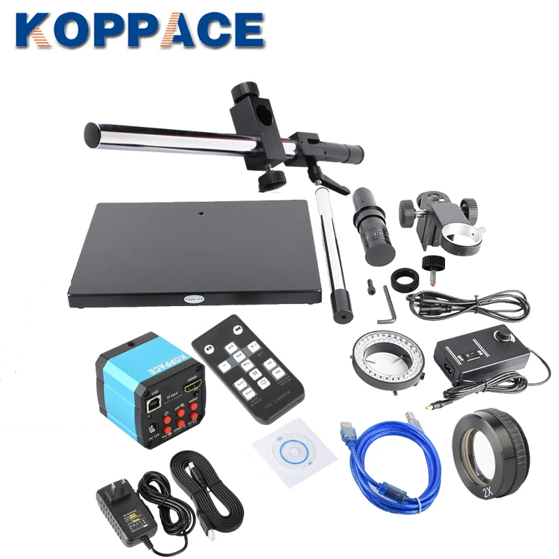 

KOPPACE 17X-216X 21 Million Pixel HDMI Monocular Microscope Universal Regulating Frame Mobile Phone Repair Electron Microscope
