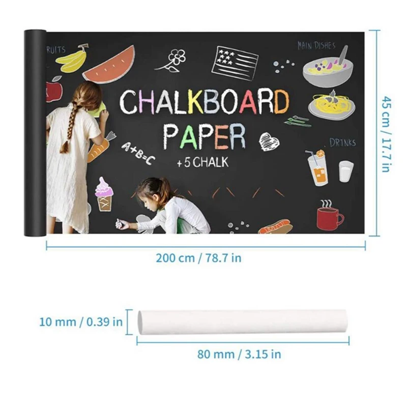

Vinyl Chalkboard Wall Stickers Removable Blackboard Decals Great Gift for Kids 45CMx100CM Learning Black Board Stickers