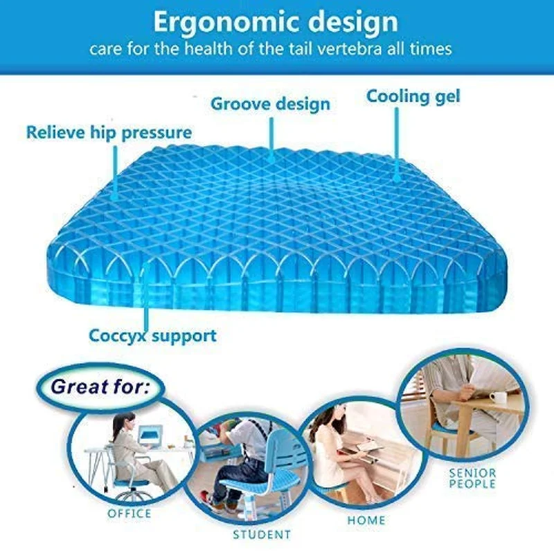

Drop shiping 3D Breathable Chair Sitter Latex Silicone Gel Cushion Honeycomb Summer Ice Cool car Cushion Orthopedic Seat Pad