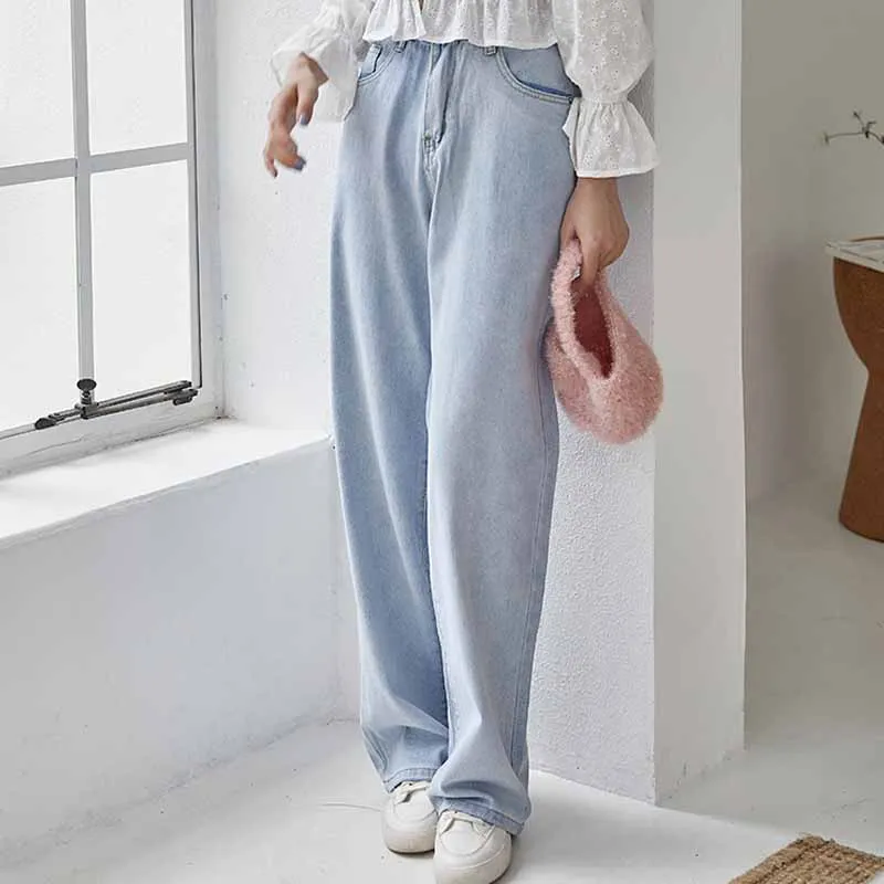 Модные прямые джинсы Harajuku с широкими штанинами джинсовая одежда светильник