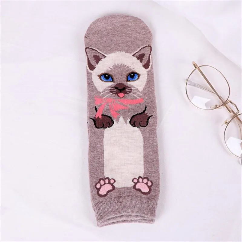 15 Модные забавные женские носки с объемным рисунком кота Kawaii, счастливые носки до щиколотки с рисунком из мультфильма, милые носки с животными на зиму и весну для девочек, женские носки в стиле Харадзюку - Цвет: 15