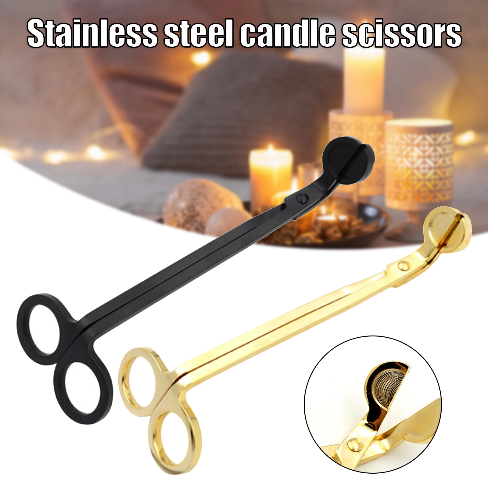 

New Candle Wick Trimmer Stainless Steel Candle Scissors Trim Wick Cutter Snuffer Round Head Black Rose Gold Silver Red Bronze