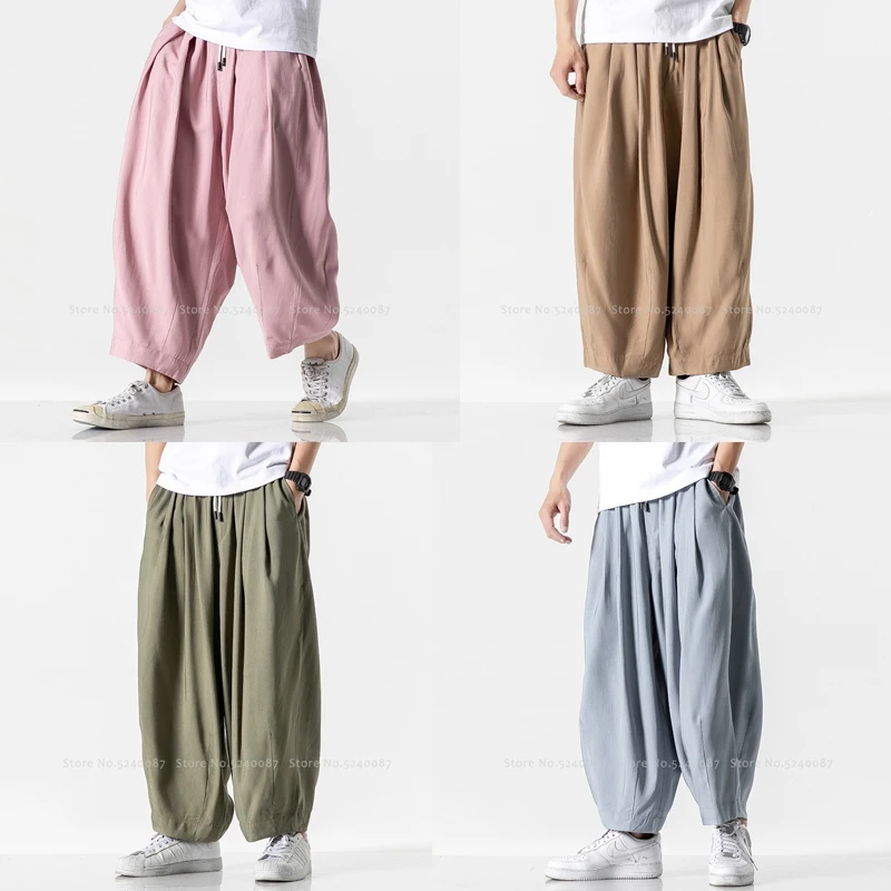 Кимоно для пар в стиле ретро Свободные повседневные штаны-султанки японском