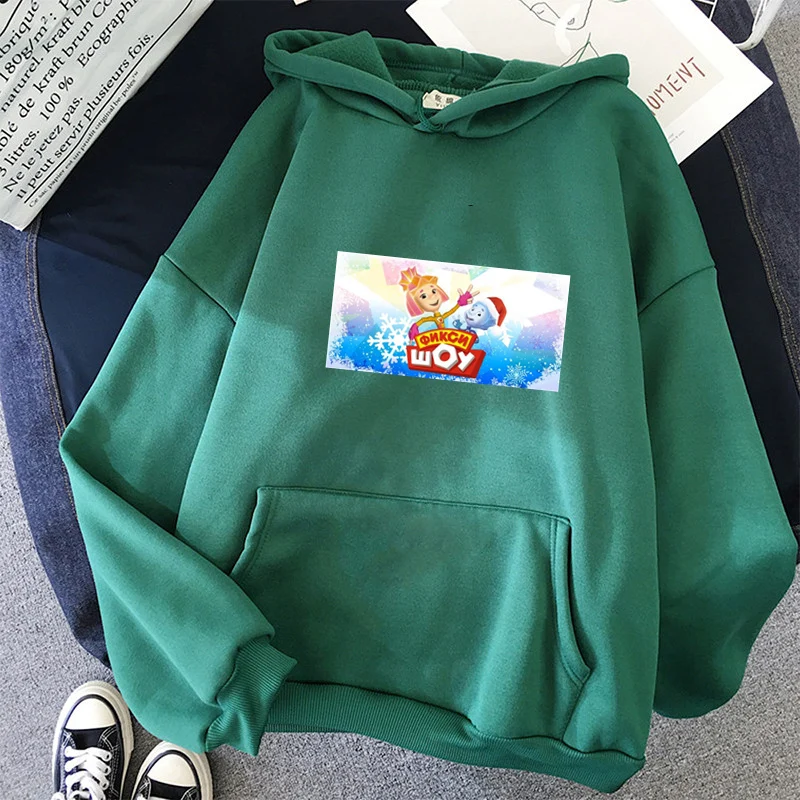 

Cartoon The Fixies Hoodies Sweatshirts Women Pink Long Sleeve Casual Loose Hoodie Female Autumn Winter Pullover Coat Cotton Tops