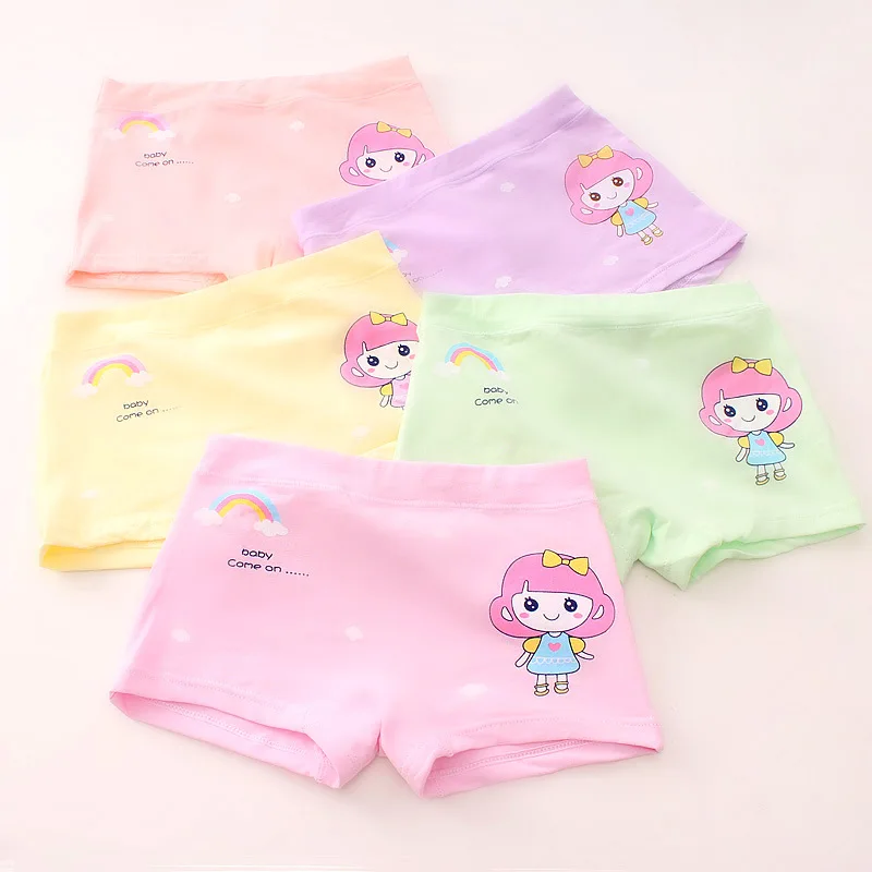 Random colors 5PCS New 4pc/lot Girls Cartoon Underpants Young Girl Boxer Briefs Comfortable Cotton Panties Kids Underwear Baby Girls Clothes - Цвет: Random colors 5PCS